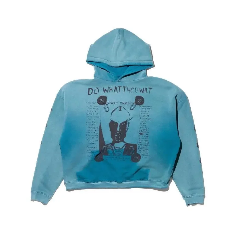 Other Unisex Blue 'Do What Thou Wilt' Hoodie Blue - 1