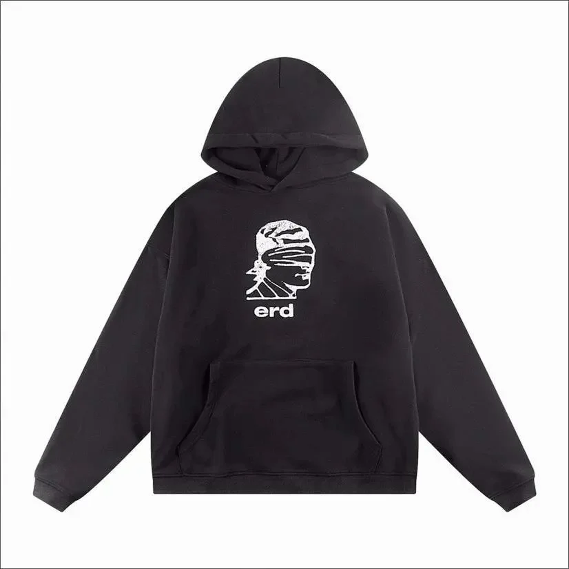 Other Unisex ERD Hoodie Black with Graphic Print Black - 1