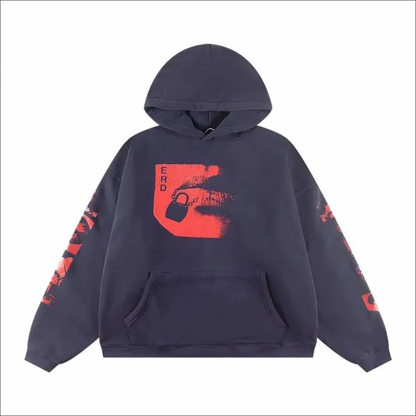 Other Unisex ERD Graphic Hoodie Navy/Red Sweatshirt Navy - 1