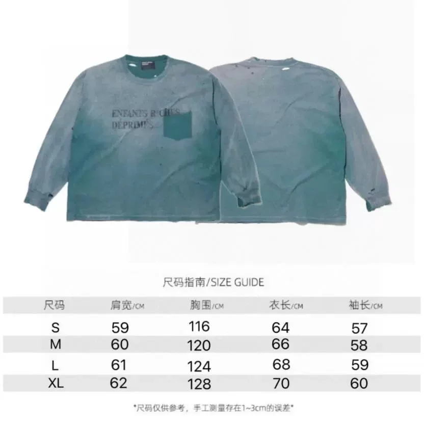 Other Distressed Blue Long Sleeve T-Shirt with Chest Pocket Blue - 1