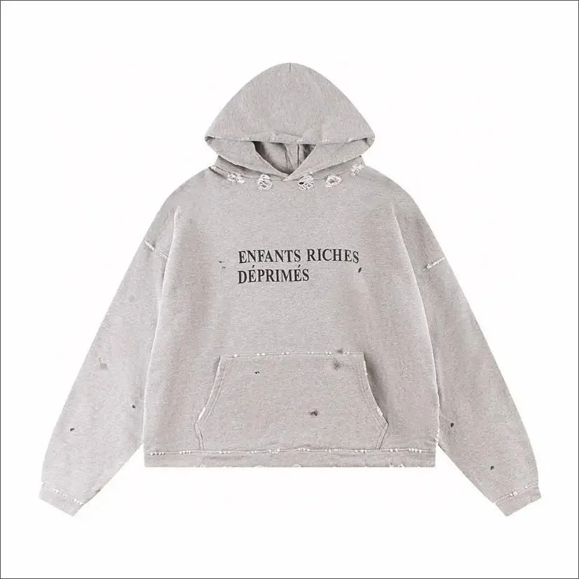 Other Unisex Distressed Enfants Riches Déprimés Hoodie Grey Grey - 1