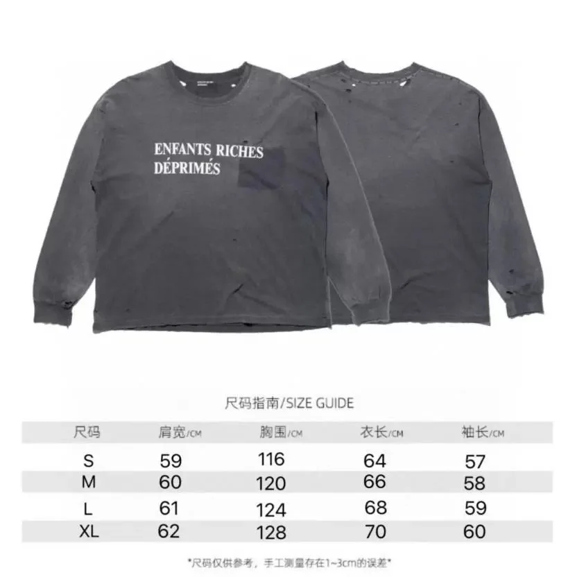 Other Distressed Enfants Riches Déprimés Long Sleeve T-Shirt Dark Grey Grey - 1