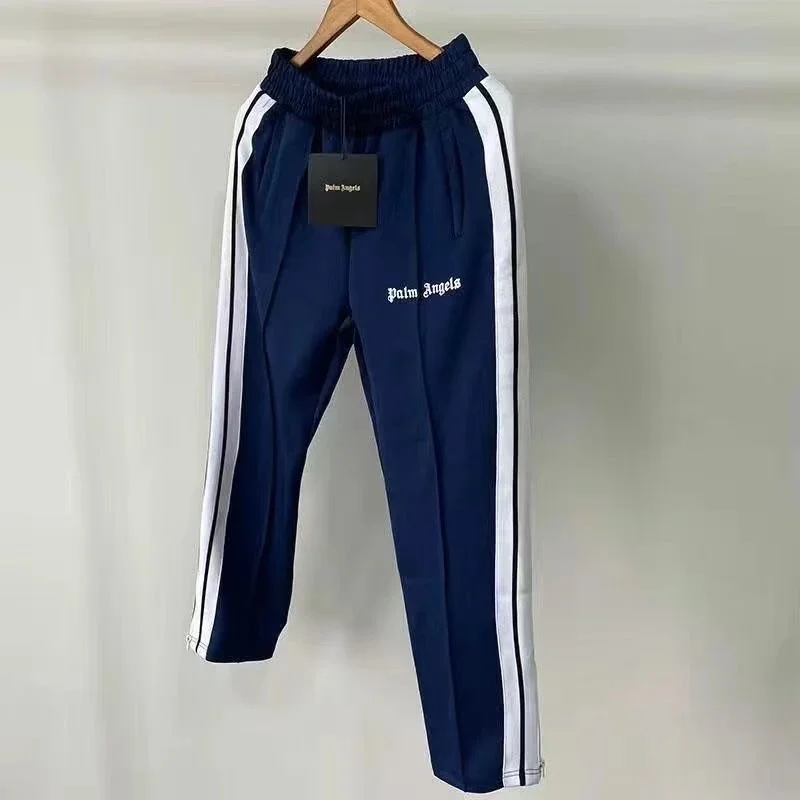 Palm Angels Palm Angels Track Navy Blue Pants with White Stripes Navy - 1