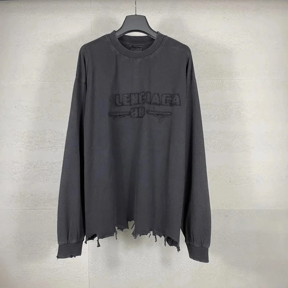 Balenciaga Balenciaga Washed Black Logo Sweatshirt Black - 1