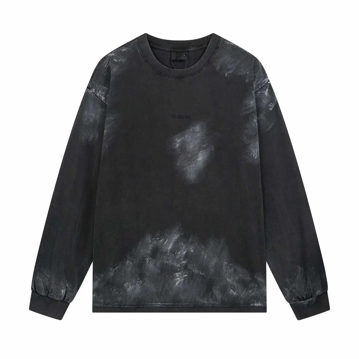 Other Unisex Black & Grey Tie-Dye Long Sleeve T-Shirt Black - 1