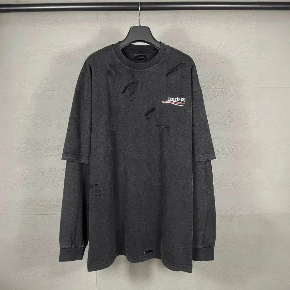 Balenciaga Balenciaga Washed Black Oversized T-Shirt Black - 1