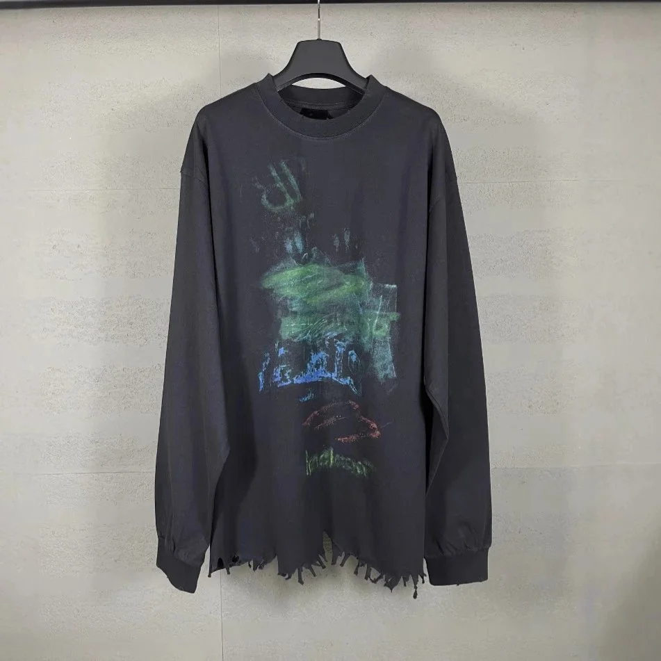 Other Unisex 5088 Gray Blue Graphic Long Sleeve T-Shirt Grey - 1