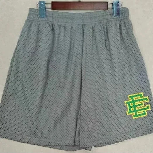 Other Grey Mesh Basketball Shorts with Green Embroidered Logo Grey - 1