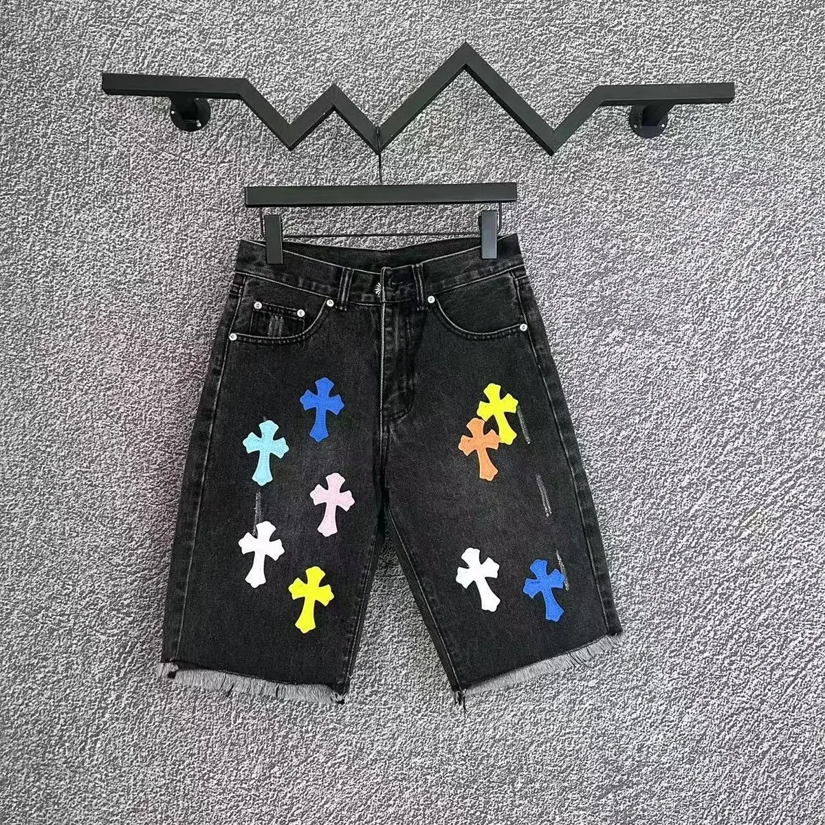 Chrome Hearts Chrome Hearts Cemetery Cross Black Denim Shorts Black - 1