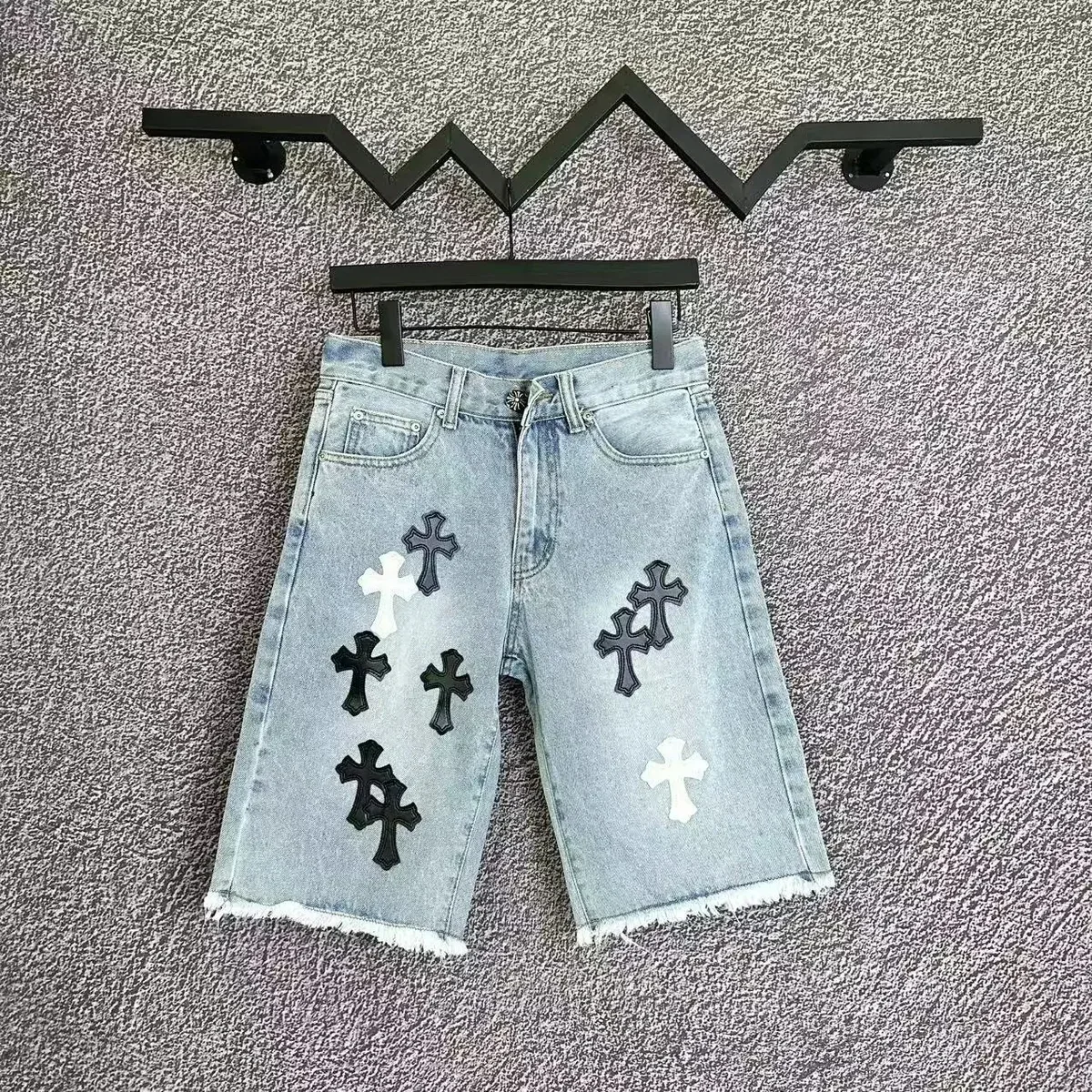 Chrome Hearts Chrome Hearts Cemetery Cross Denim Shorts Light Blue Blue - 1