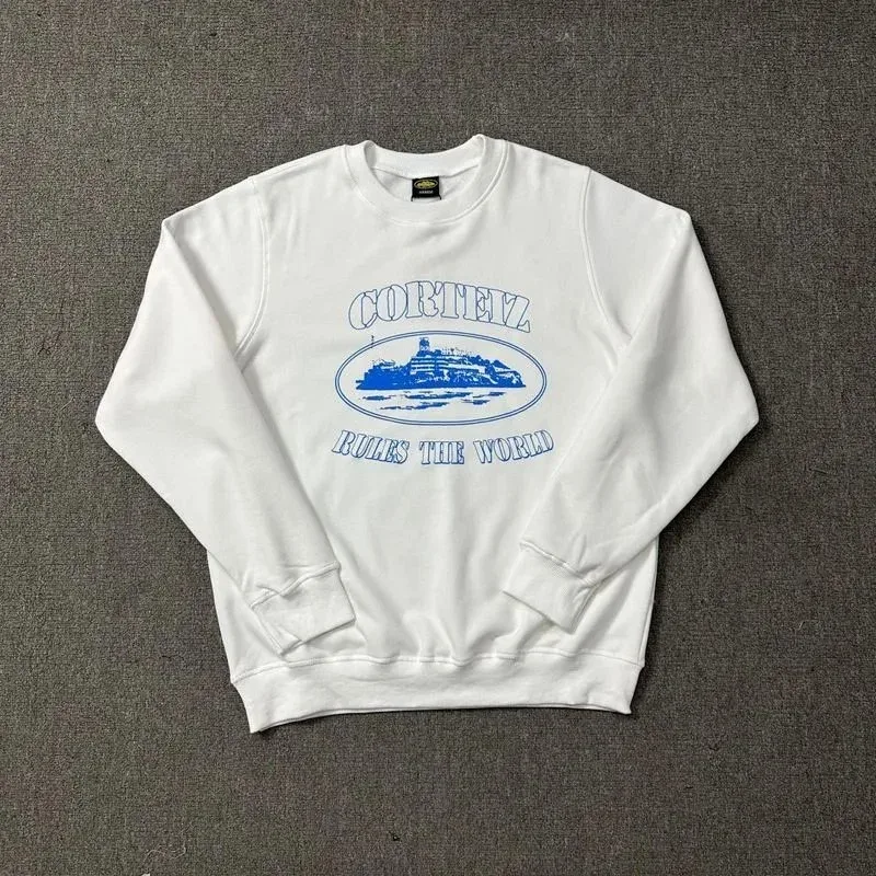 Corteiz Cortez White Rules the World Crewneck Sweatshirt White - 1