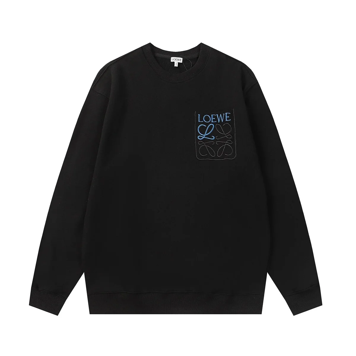Loewe Loewe Black Embroidered Pocket Crewneck Sweatshirt Black - 1