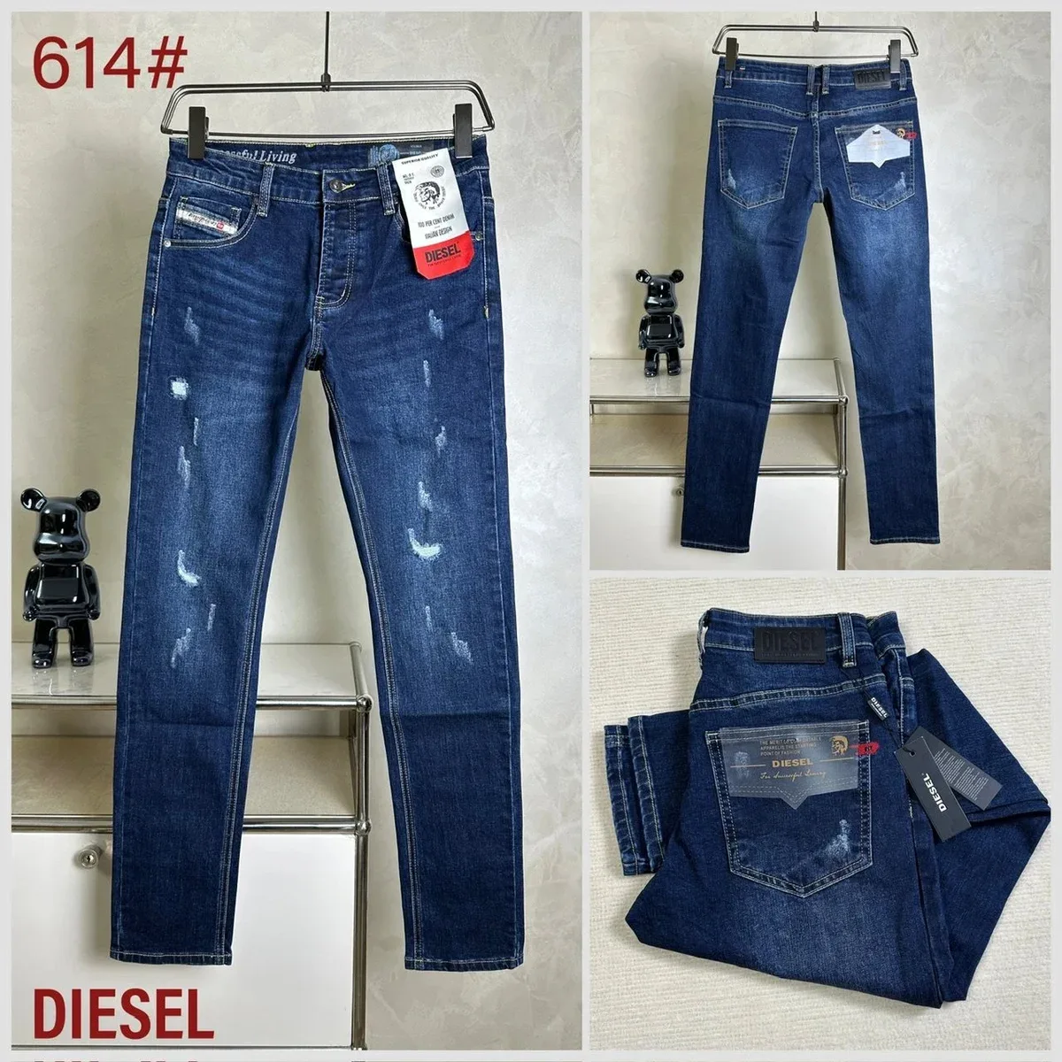 Diesel Diesel 614# Distressed Slim Fit Jeans Blue - 1