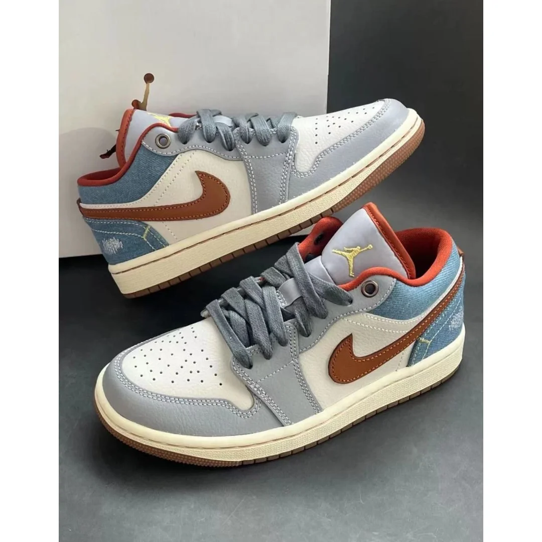 Jordan Nike Air Jordan 1 Low Denim Sail Grey Sneakers Grey - 1