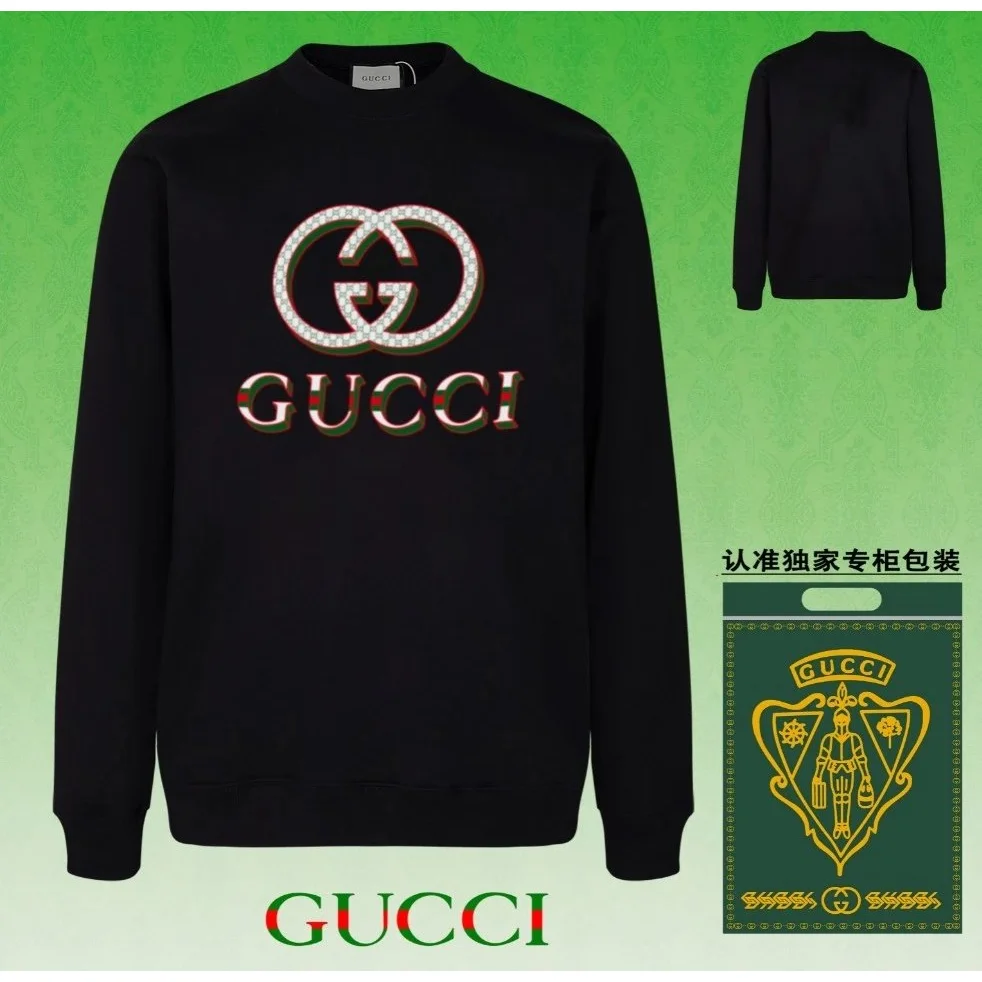 Gucci Gucci Black GG Logo Crewneck Sweatshirt Black - 1