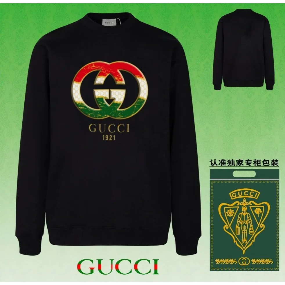Gucci Gucci GG Logo Black Crewneck Sweatshirt Black - 1