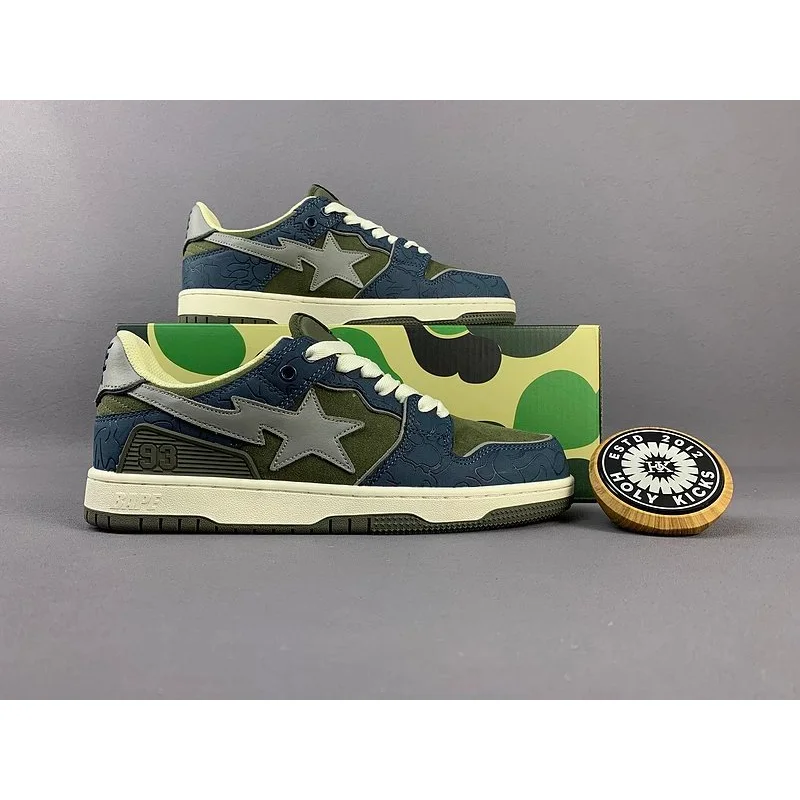 A Bathing Ape A Bathing Ape BAPE STA Navy/Green Camo Sneakers Navy - 1