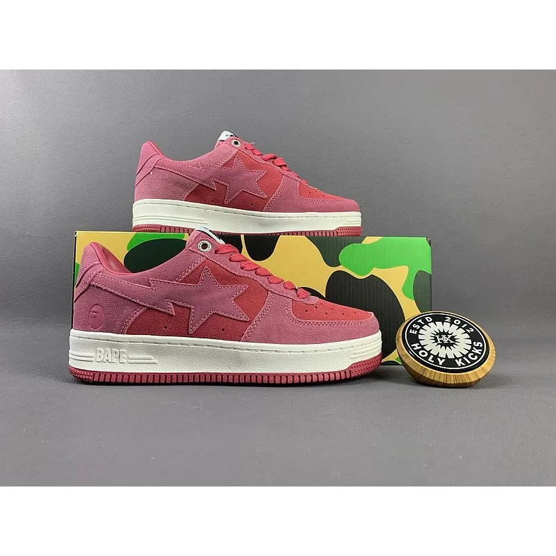 A Bathing Ape BAPE BAPE STA Pink Suede Sneakers Pink - 1