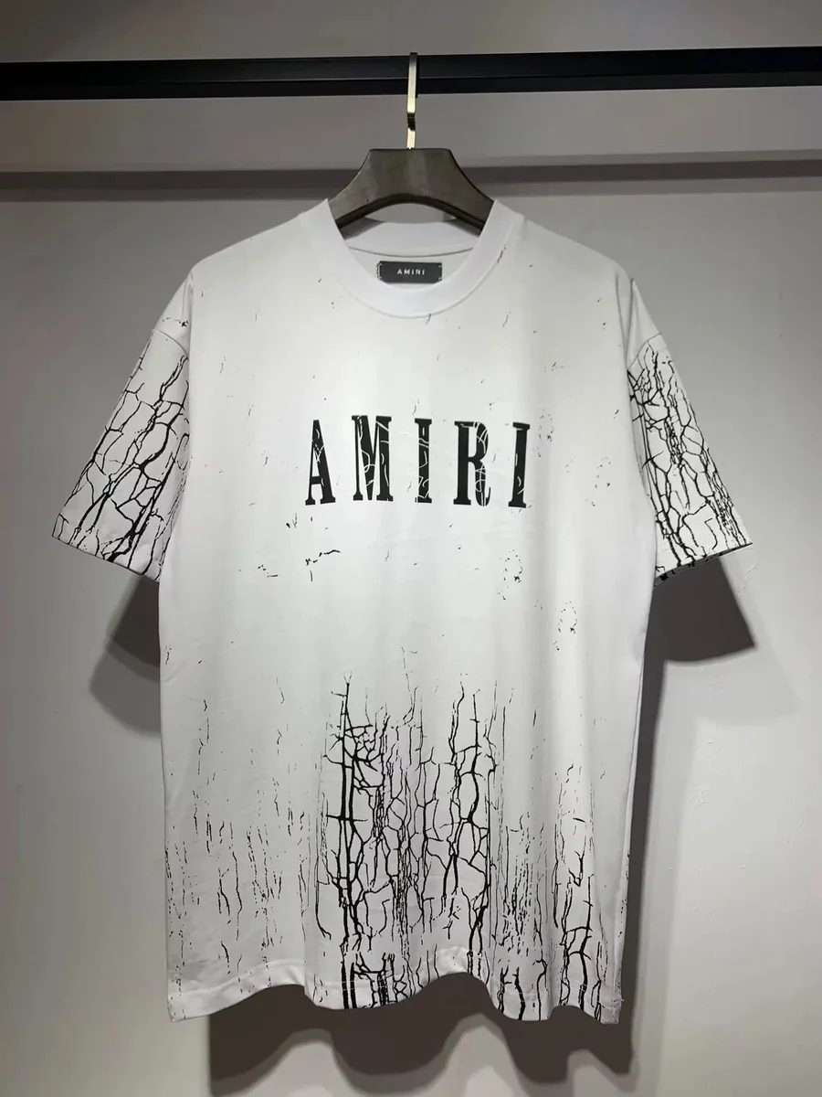 Amiri Amiri 666 White Oversized T-Shirt with Cracked Print White - 1