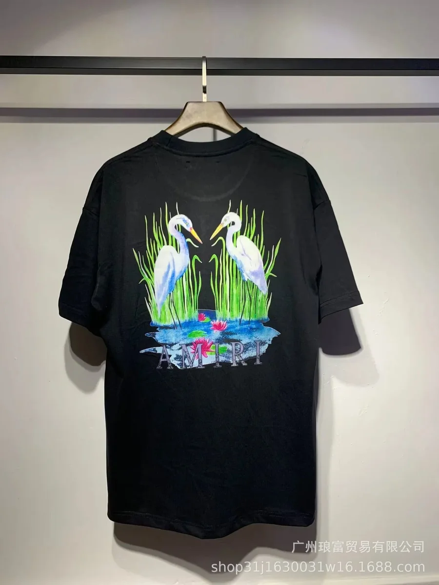 Amiri Amiri Black Egret Print T-Shirt Black - 1