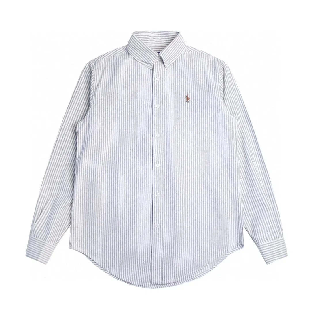 Polo Ralph Lauren Polo Ralph Lauren Classic Logo Striped Button-Up Shirt Grey - 1
