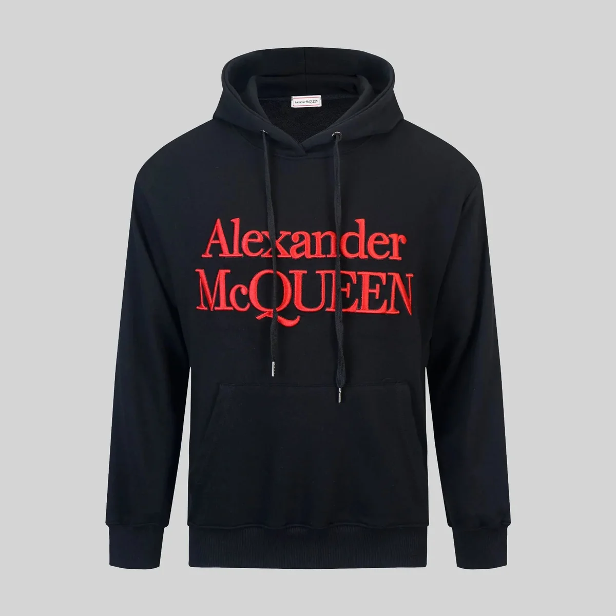 Alexander McQueen Alexander McQueen Oversized Black Hoodie with Red Embroidery Black - 1