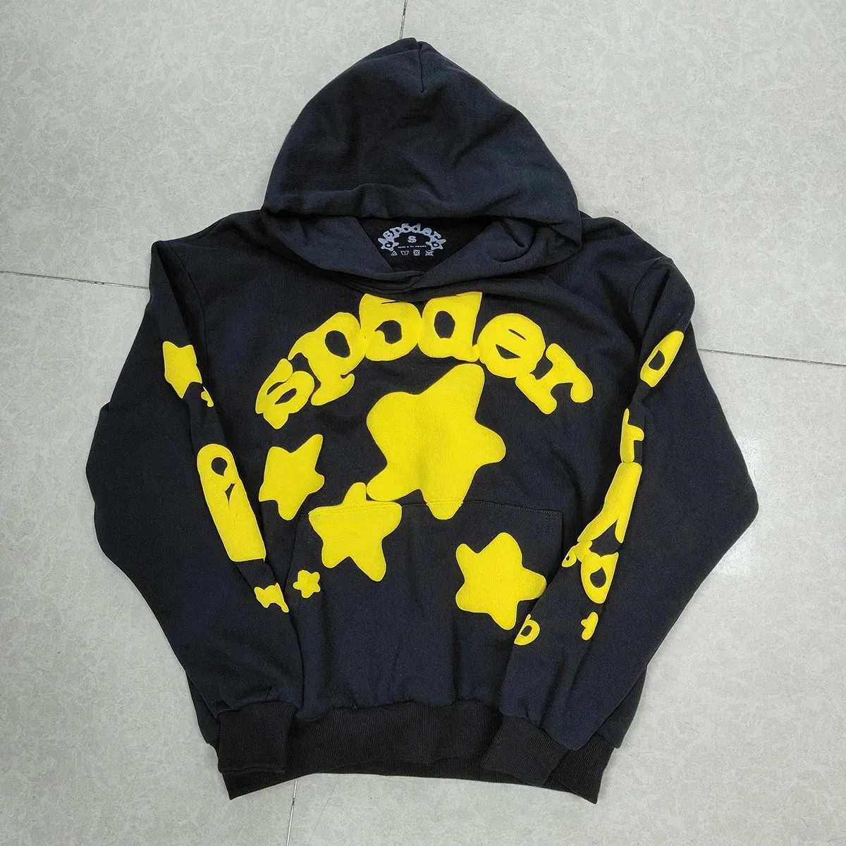 Other Unisex Black with Yellow Stars Hoodie Black - 1