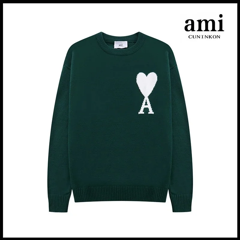 Ami Paris Ami Cuninkon A8 Round Neck Knit Sweater Green Green - 1