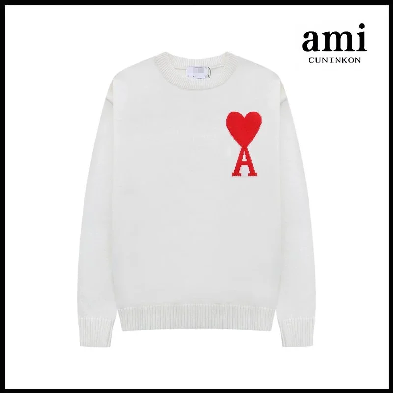 Ami Paris Ami Paris Ami de Coeur A8 Crewneck Sweater White White - 1