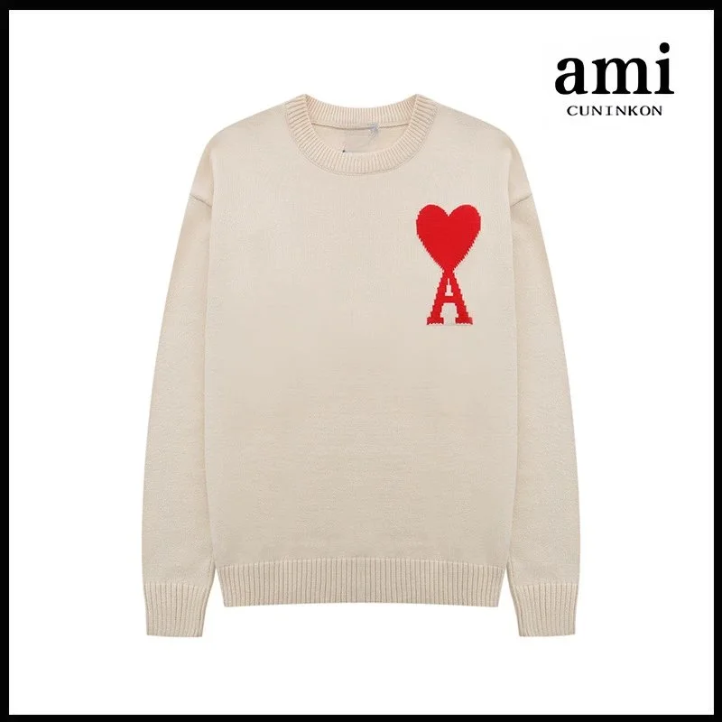 Ami Paris Ami Paris AMI Heart A Beige Crewneck Knit Beige - 1