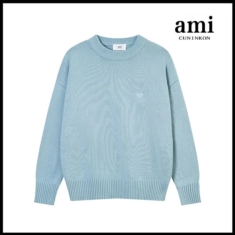Ami Paris Ami Cuninkon A8115 Sky Blue Crewneck Sweater Blue - 1