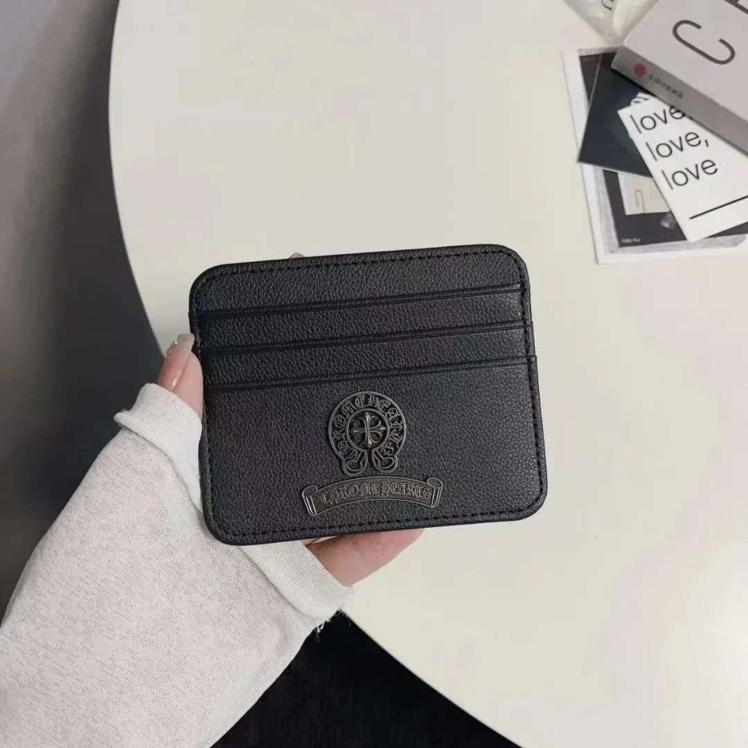 Chrome Hearts Chrome Hearts Leather Card Holder Black Crown Logo Black - 1