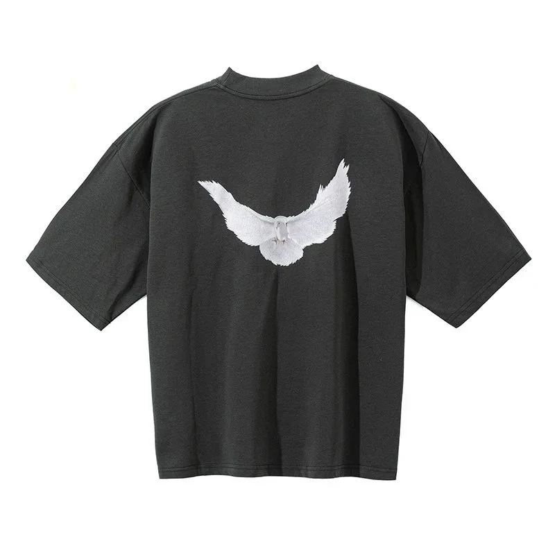 Other Unisex Carbon Grey Wing Print T-Shirt Grey - 1