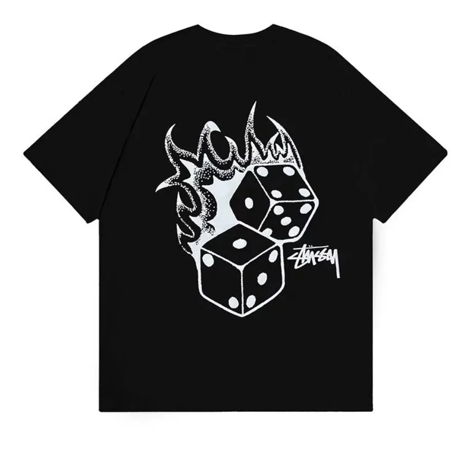 Stussy Stussy Dice Flames Black T-Shirt Black - 1