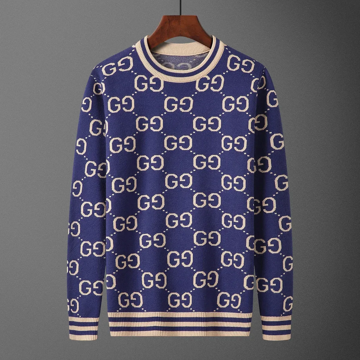 Gucci Gucci GG Marmont Blue & Cream Knit Sweater Blue - 1