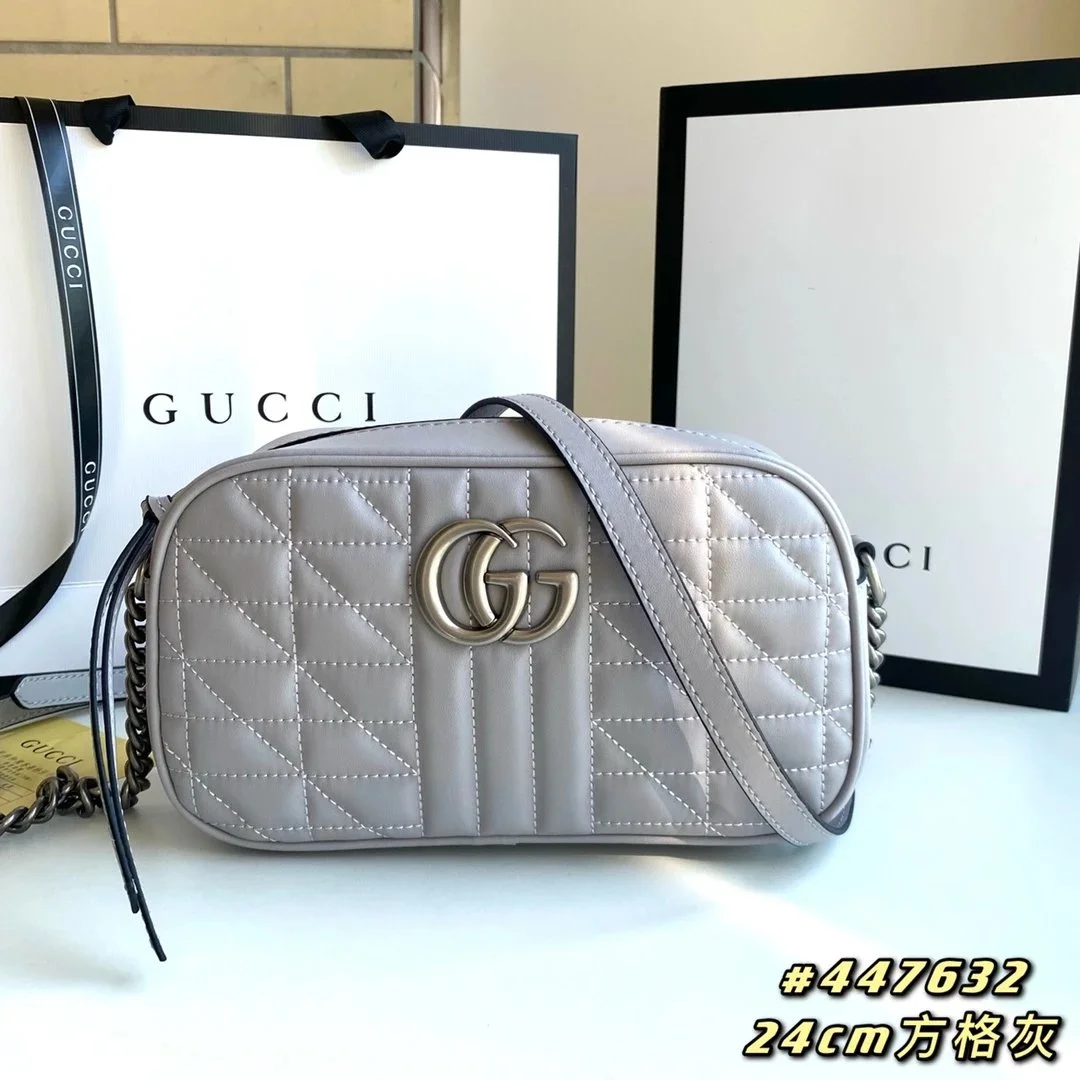 Gucci Gucci GG Marmont 24cm Square Grey Crossbody Bag Grey - 1