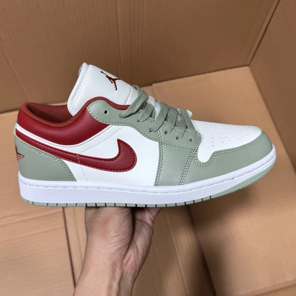 Jordan Nike Air Jordan 1 Low Sail/University Red Sneakers White - 1