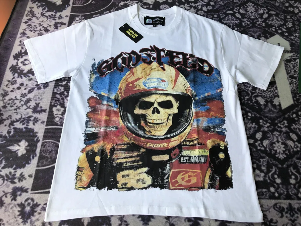 Godspeed Godspeed A3 White Skull Print T-Shirt White - 1