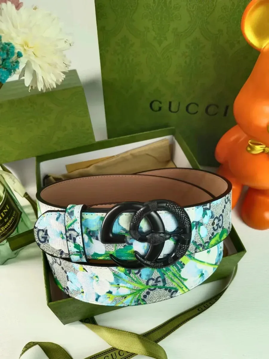 Gucci Gucci GG Marmont Floral Belt Black/Blue Blue - 1