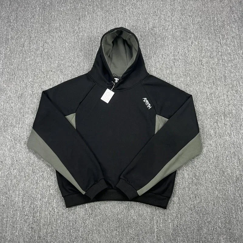 Other Unisex Black & Olive Hoodie with Contrast Panels Black - 1