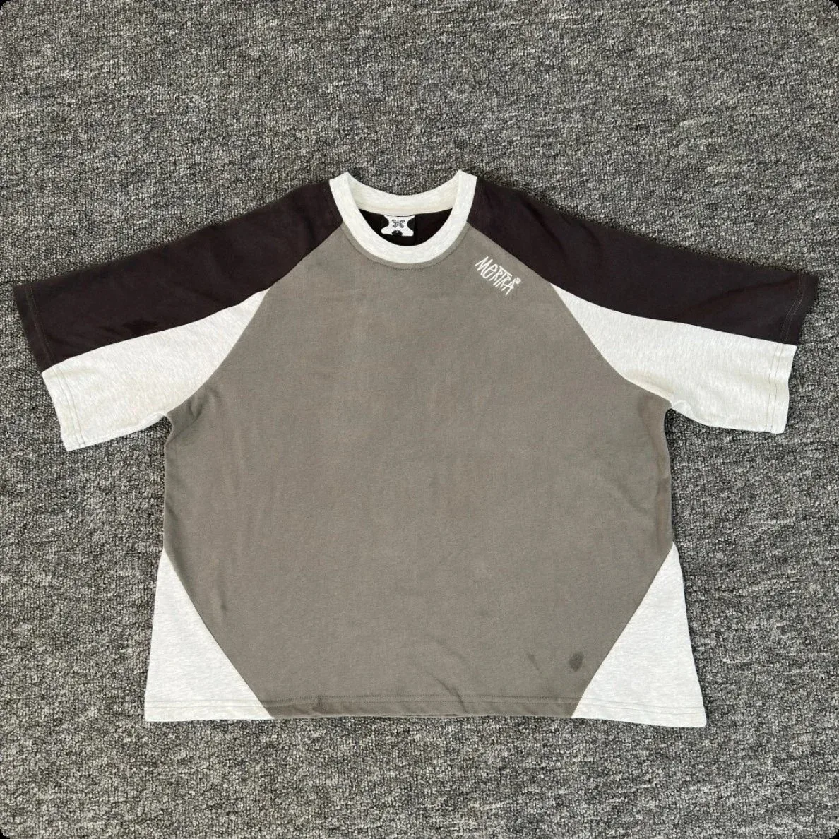 Other Unisex Colorblock T-Shirt T051 Grey - 1