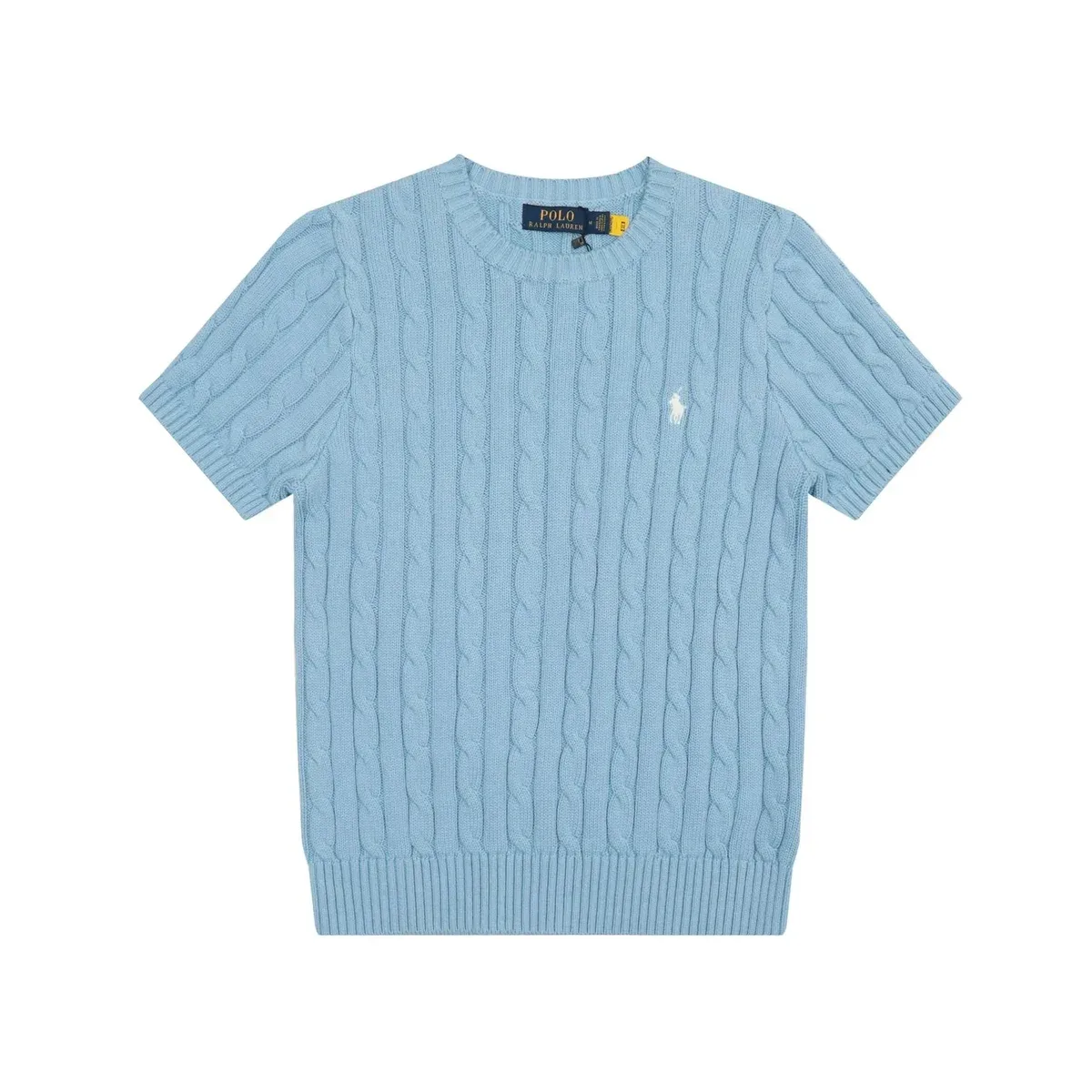 Polo Ralph Lauren Polo Ralph Lauren Classic Logo Cable Knit T-Shirt Light Blue Blue - 1