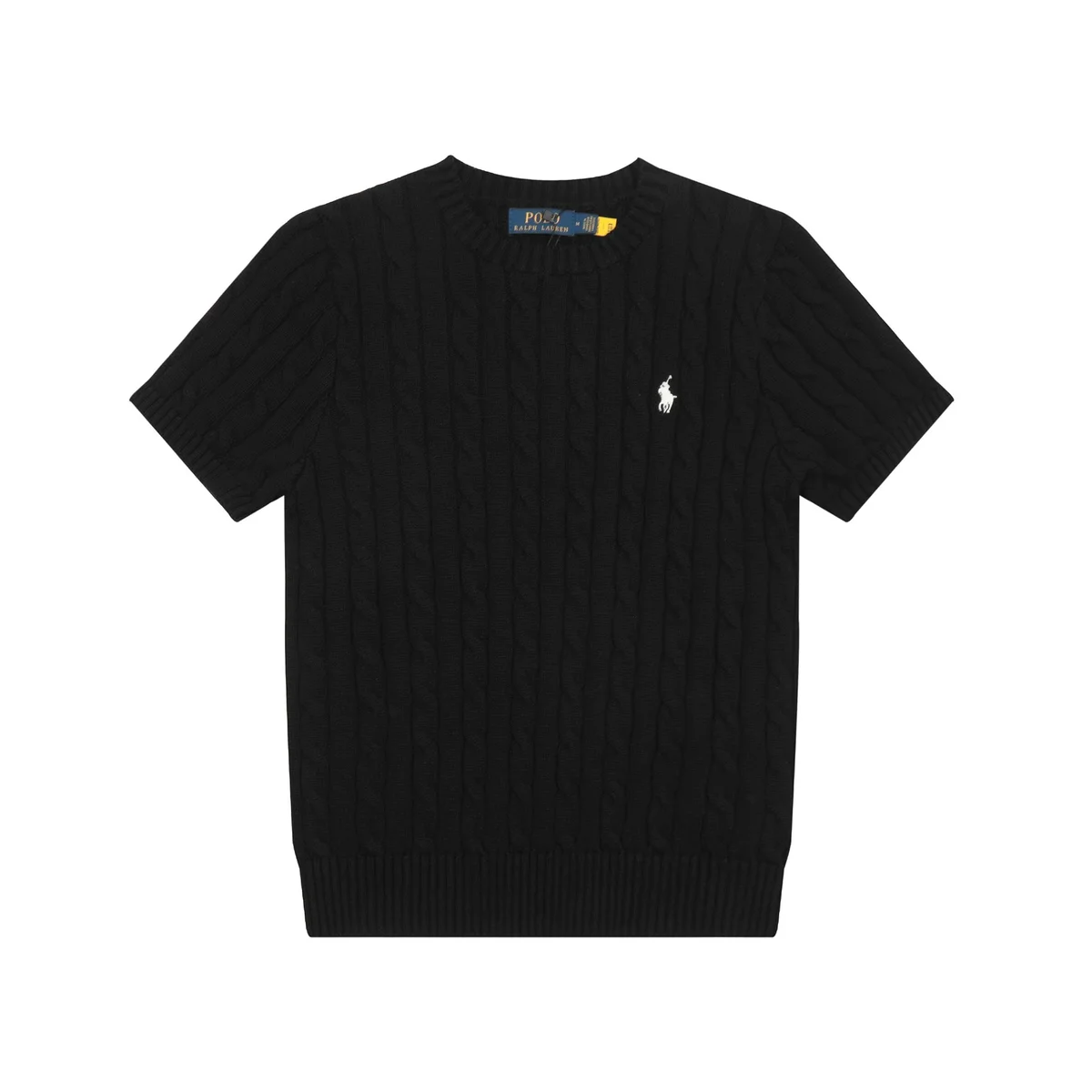Polo Ralph Lauren Polo Ralph Lauren Classic Logo Cable Knit T-Shirt Black Black - 1