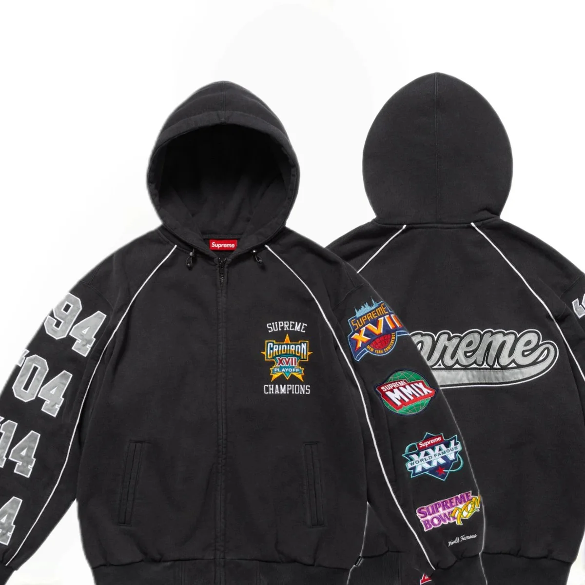 Supreme Supreme Gridiron XVII Champions Black Hoodie Black - 1
