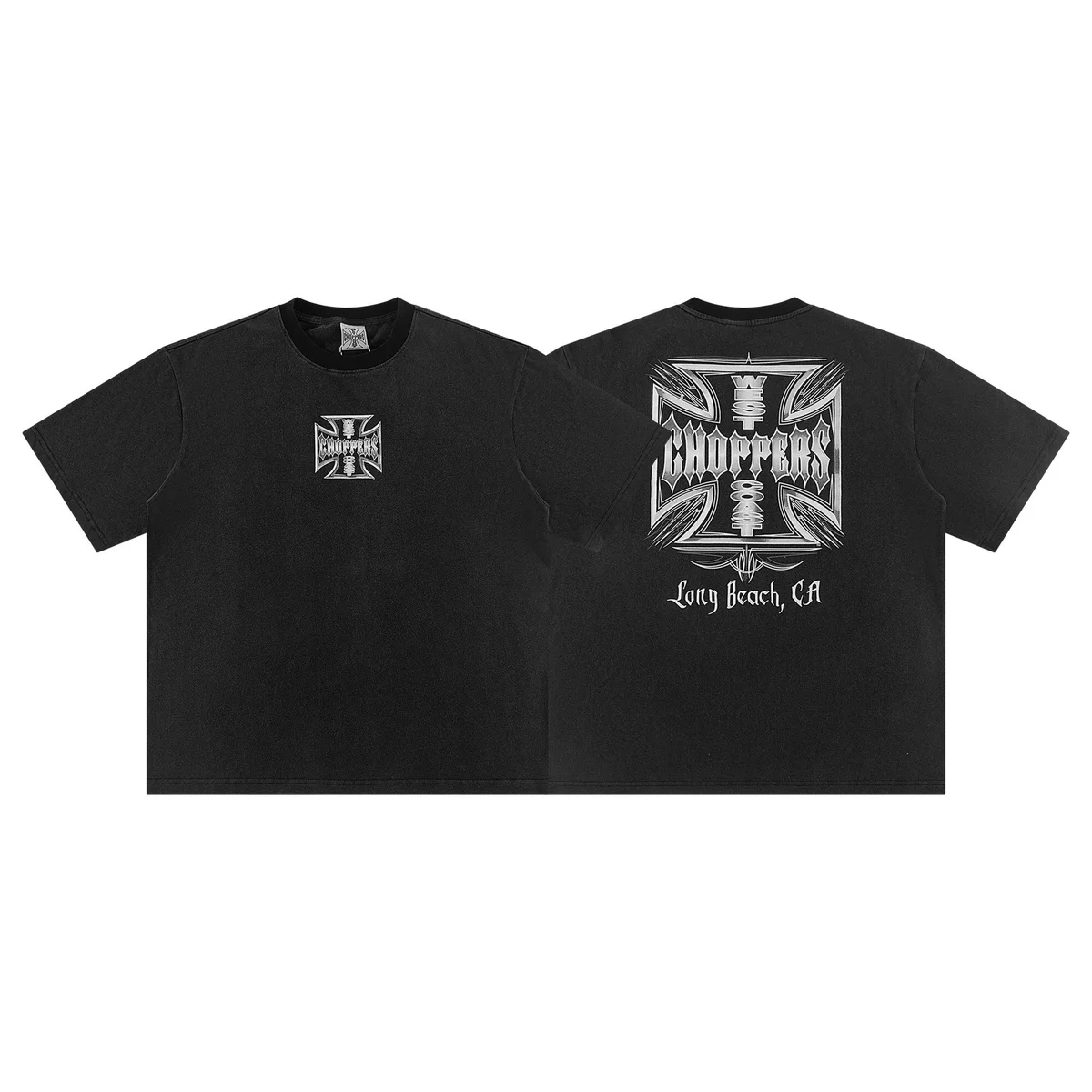 Other Unisex 872 Washed Black Choppers Cross T-Shirt Black - 1