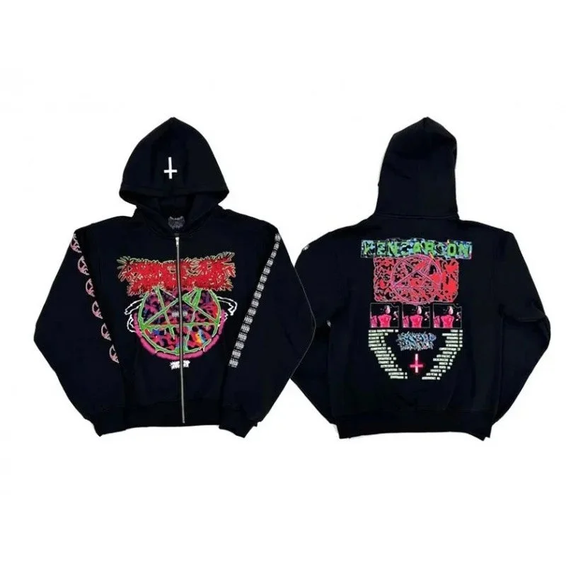 Other Unisex Black Pencarbon Hoodie with Graphic Print Black - 1