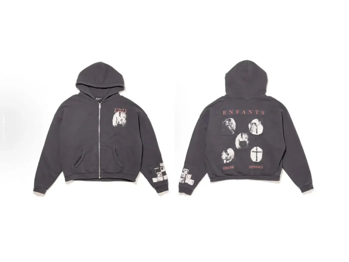Other Unisex Washed Black Zip-Up Hoodie with Graphic Prints Black - 1
