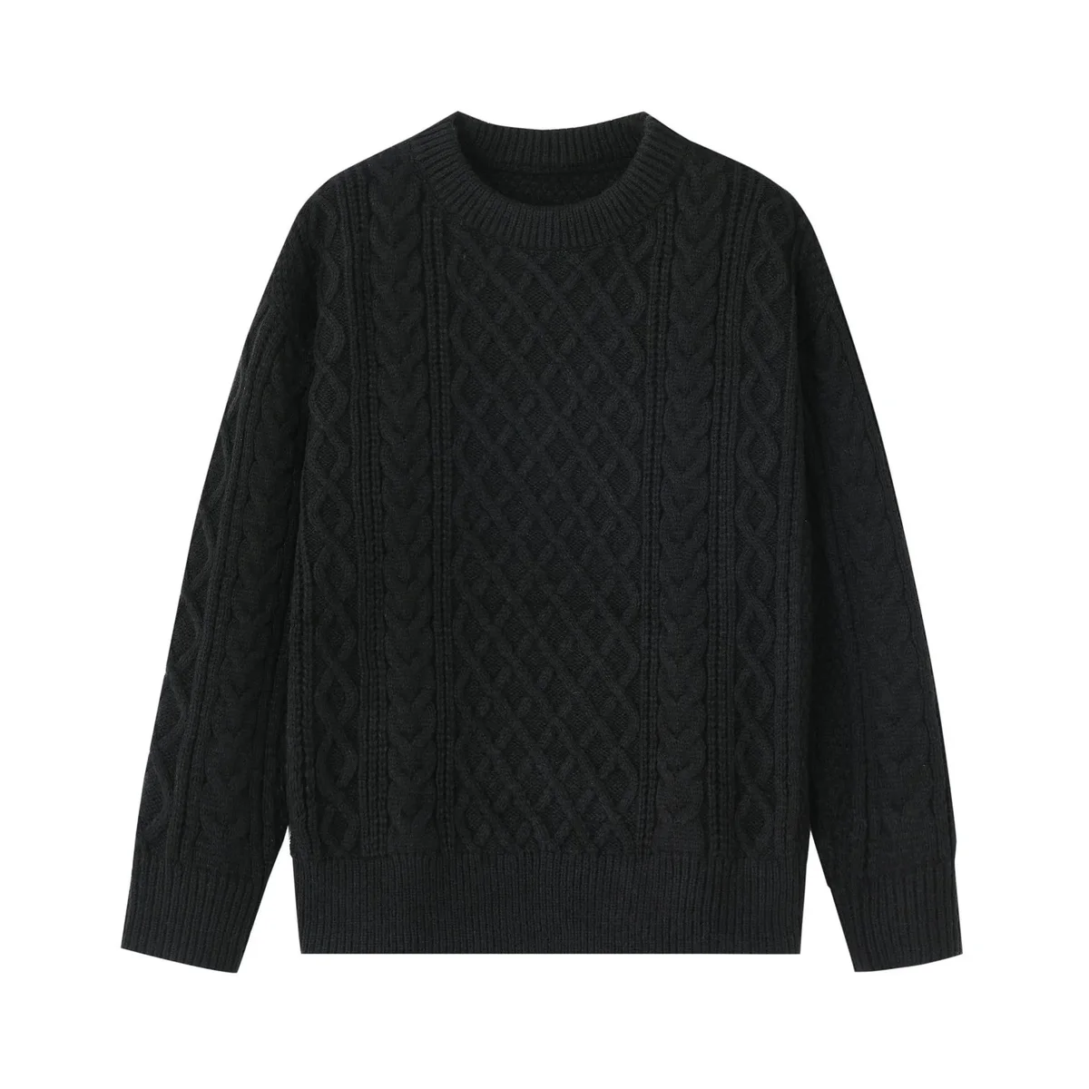 Other Unisex Cable Knit Sweater in 2606 Black Black - 1