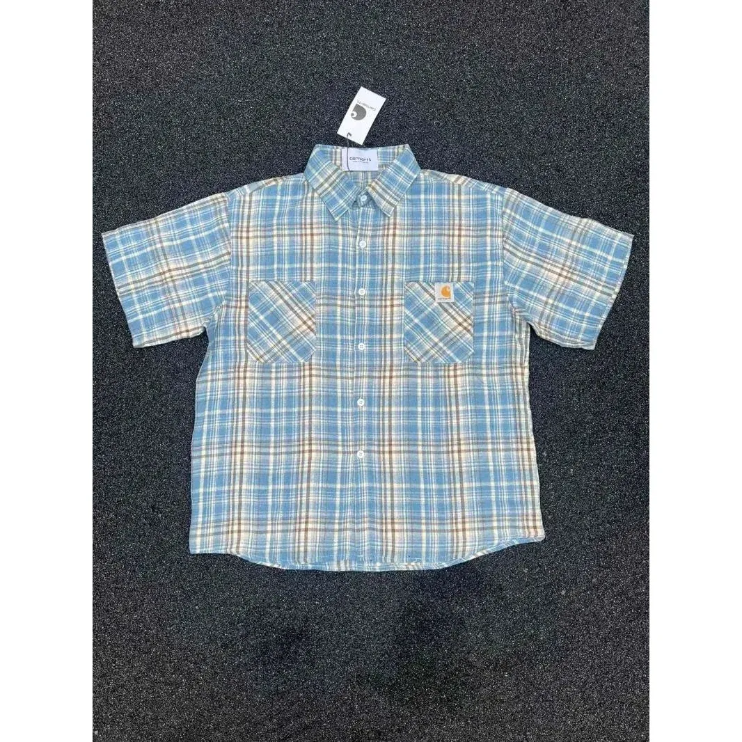 Carhartt Carhartt Plaid Short-Sleeve Shirt Blue & Tan Blue - 1