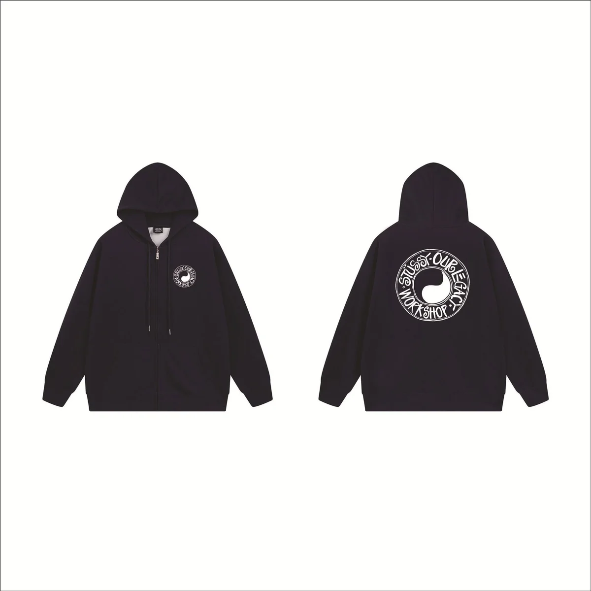 Stussy Stussy Tri-Logo B743 Navy Zip-Up Hoodie Navy - 1
